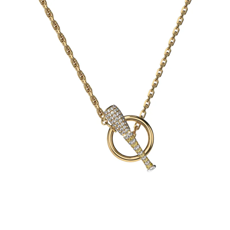 'The Baseball' Double Tone Necklace, Yellow Diamond sold by Pascal Design Official