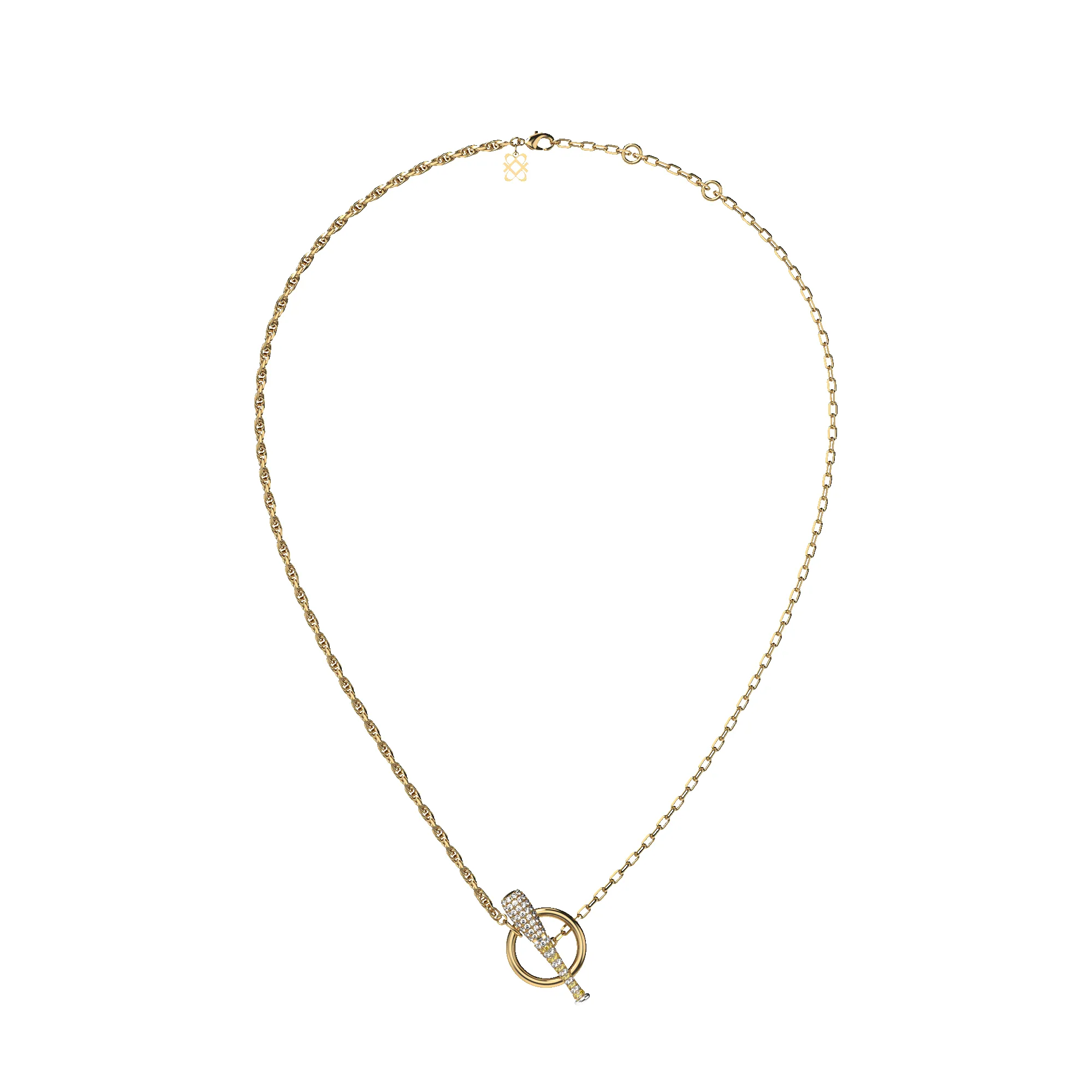 'The Baseball' Double Tone Necklace, Yellow Diamond sold by Pascal Design Official product image thumbnail 4