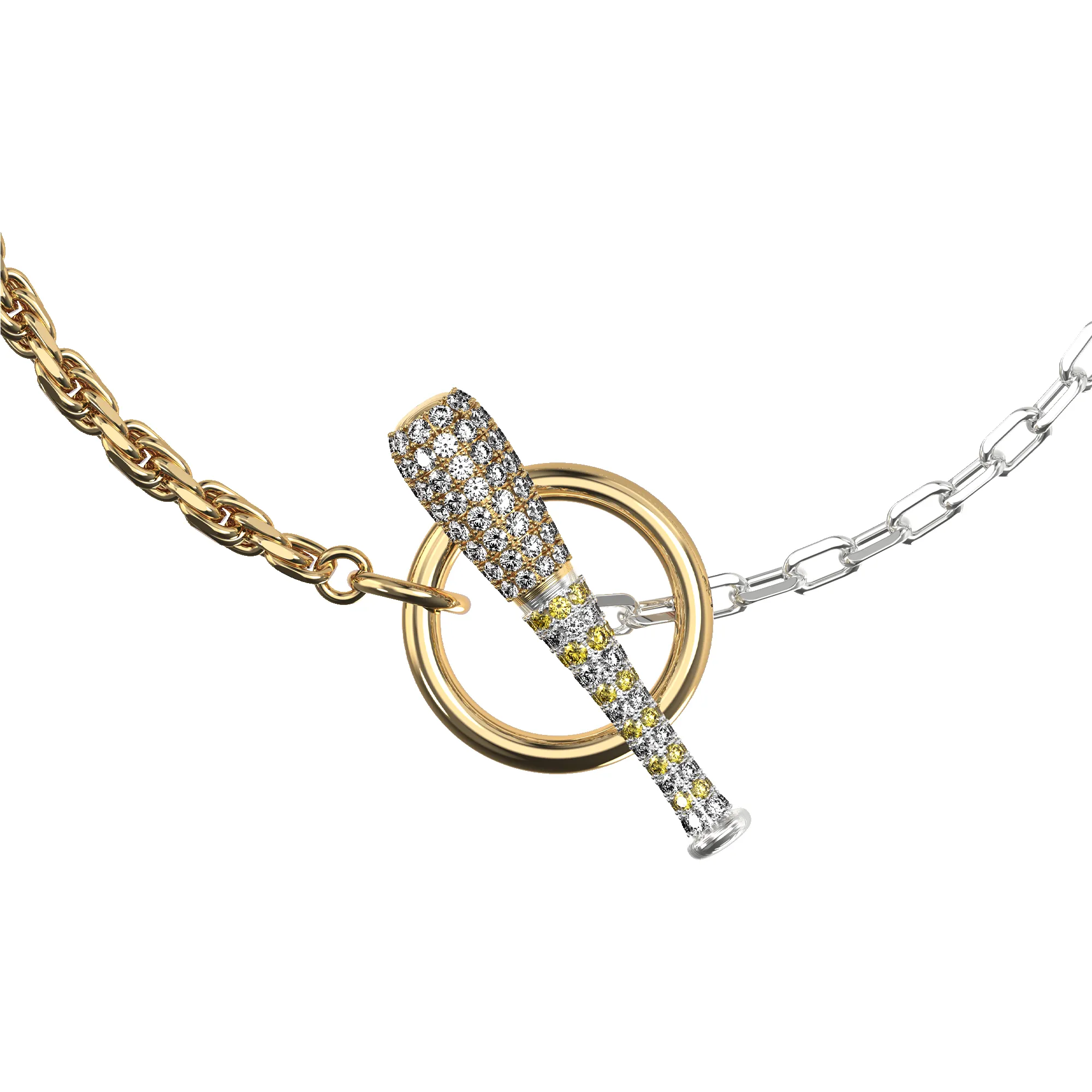 'The Baseball' Double Tone Bracelet, White Diamond Pavé sold by Pascal Design Official product image thumbnail 2