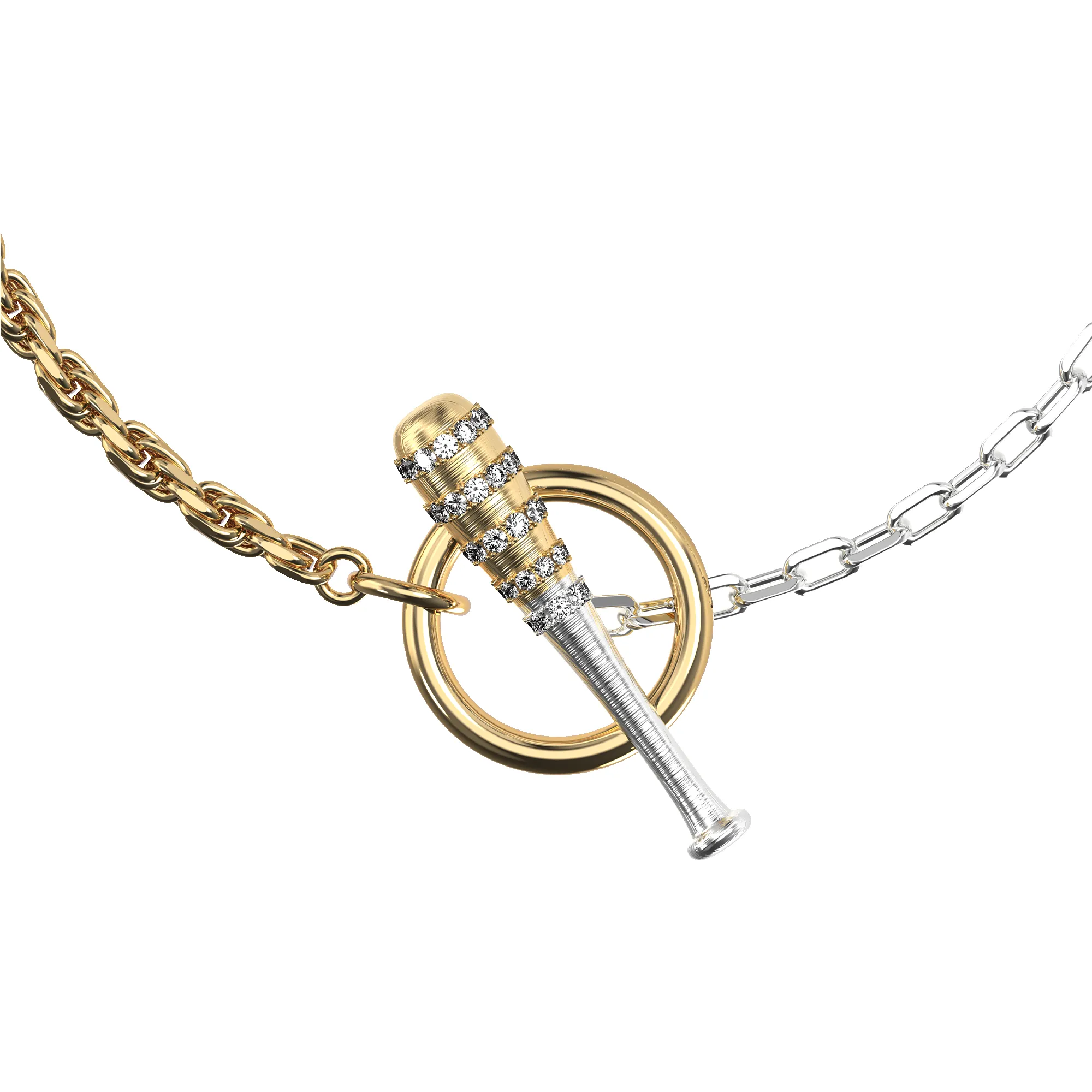 'The Baseball' Double Tone Bracelet, White Diamond sold by Pascal Design Official product image thumbnail 2