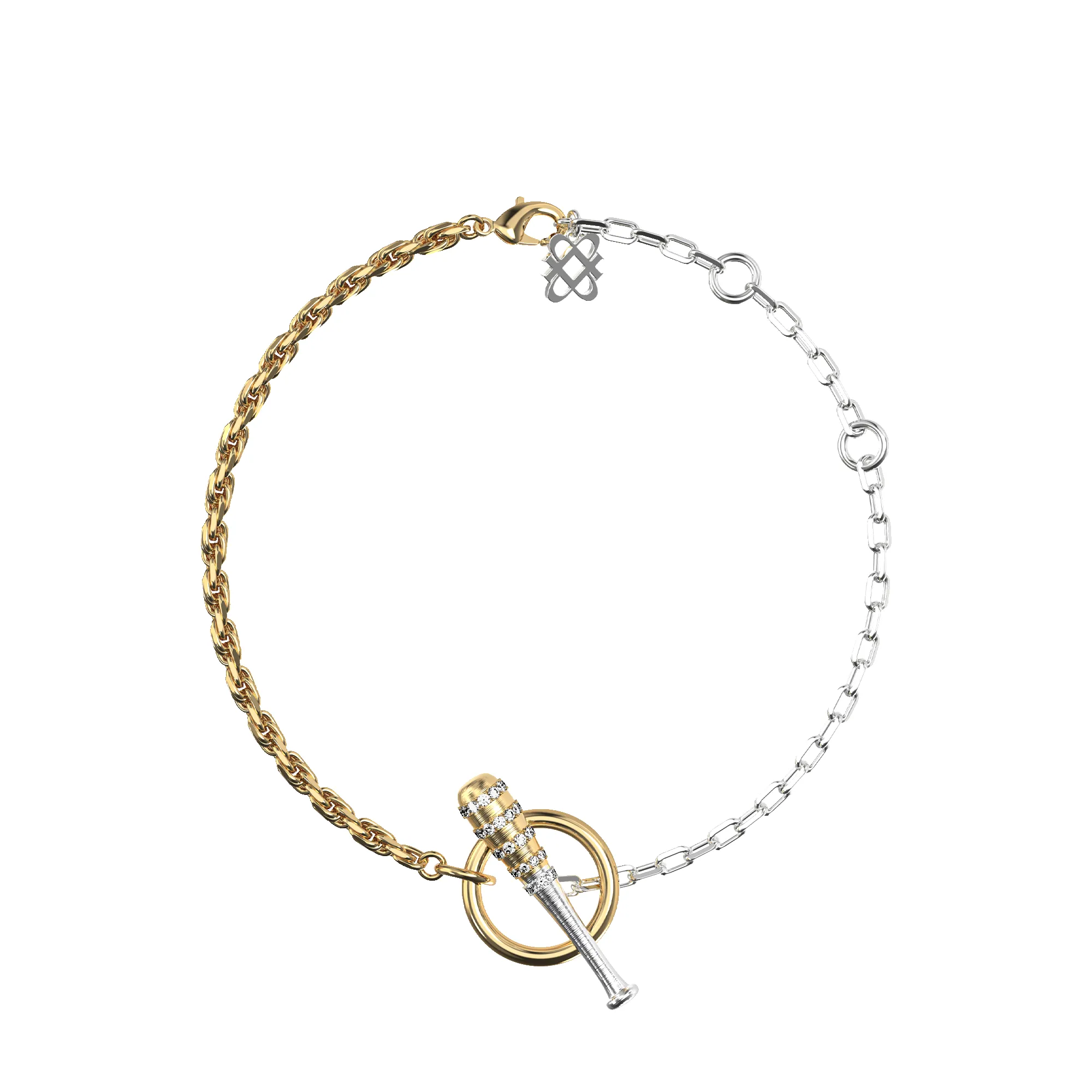'The Baseball' Double Tone Bracelet, White Diamond sold by Pascal Design Official