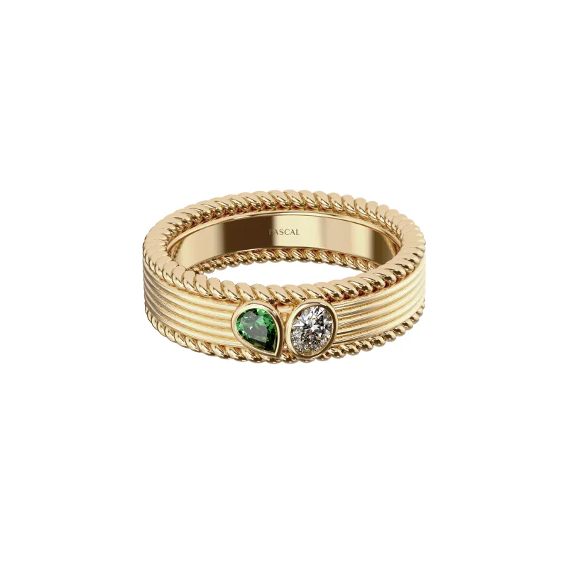 Toi Et Moi Diamond Gemstone Band Ring sold by Pascal Design Official