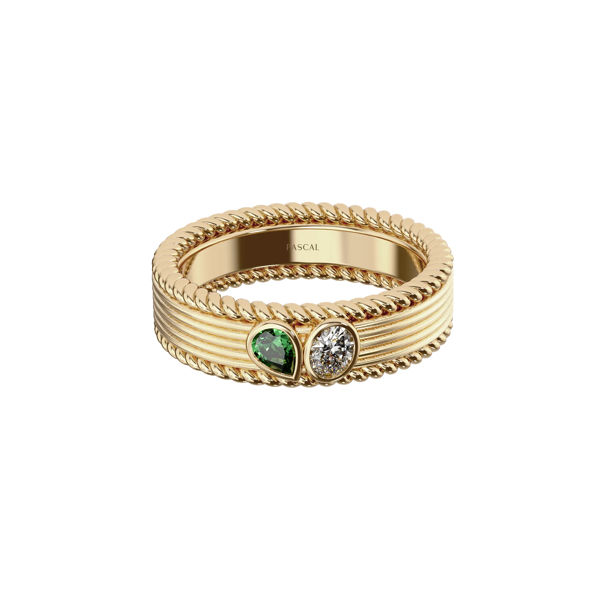 Toi Et Moi Diamond Gemstone Band Ring sold by Pascal Design Official