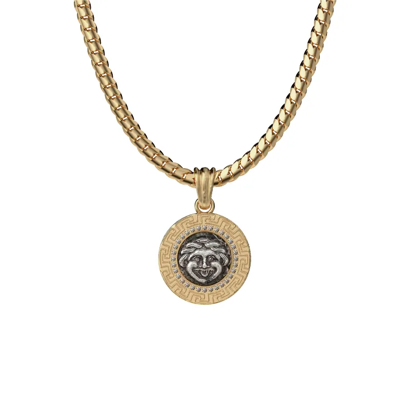 Gorgon Coin Pendant, White Diamond sold by Pascal Design Official