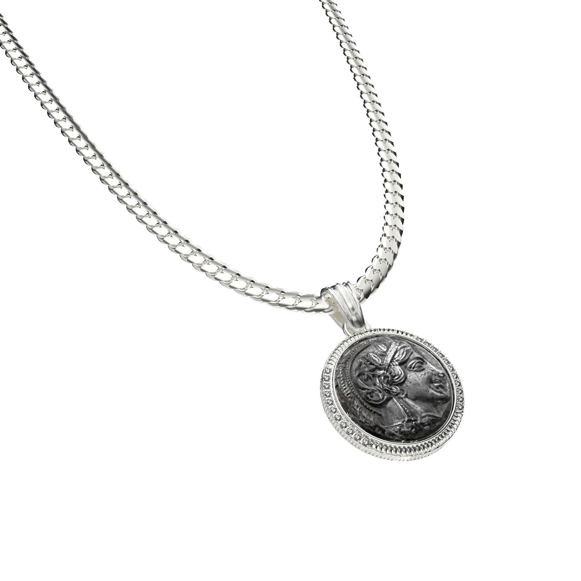 Athena Coin Pendant, White Diamond sold by Pascal Design Official product image thumbnail 2