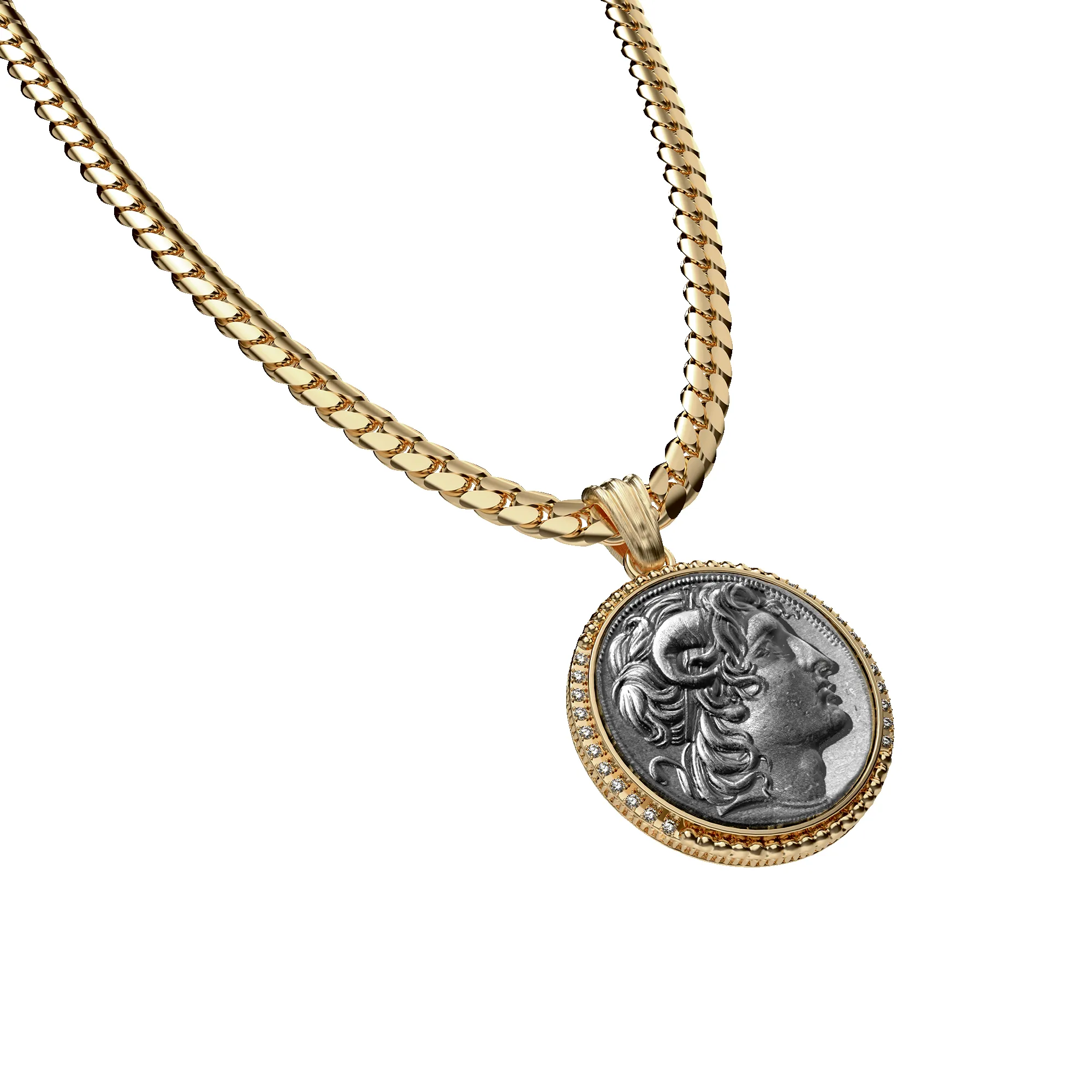 Alexander the great Coin Pendant, White Diamond sold by Pascal Design Official product image thumbnail 2