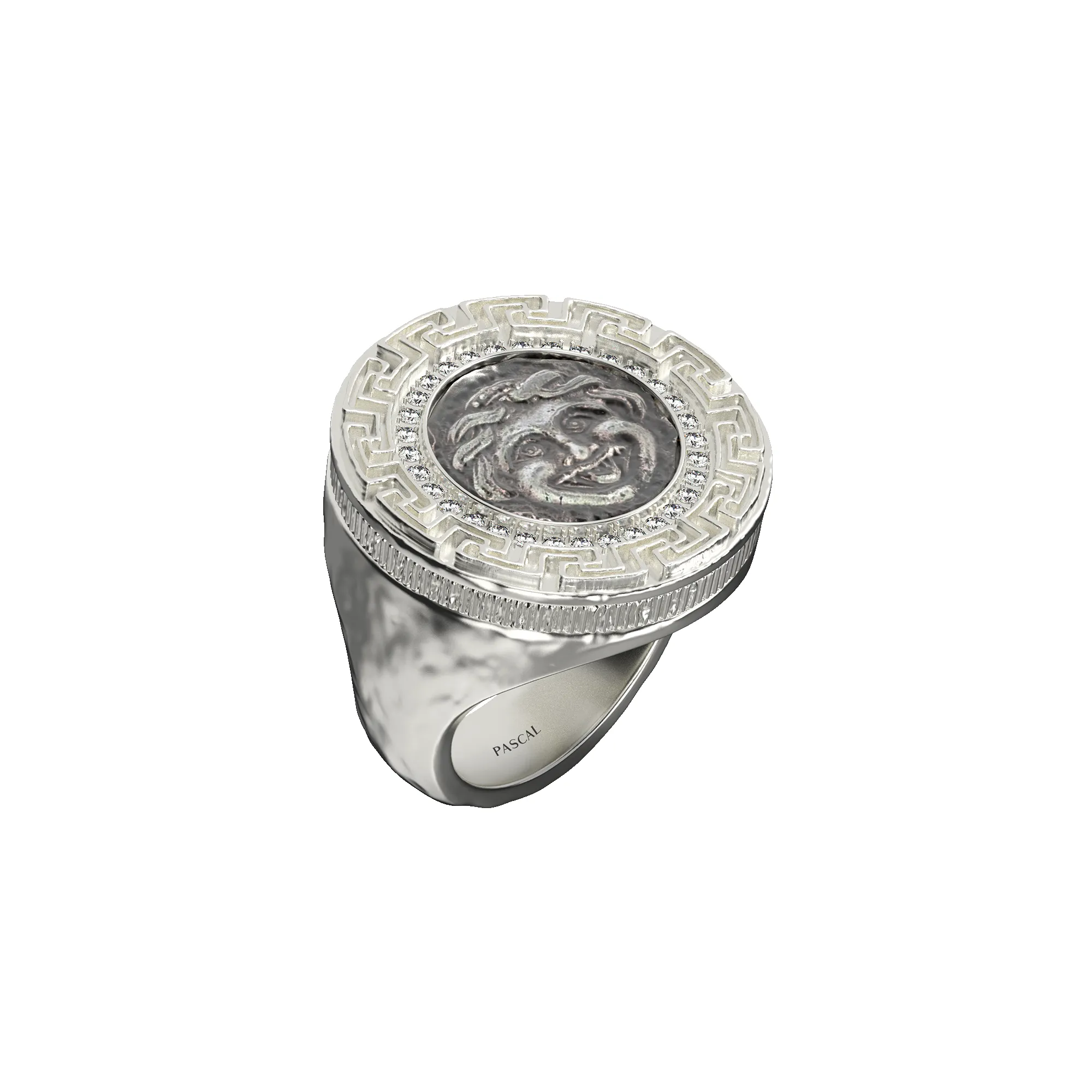 Gorgon Coin Signet Ring, White Diamond sold by Pascal Design Official product image thumbnail 3