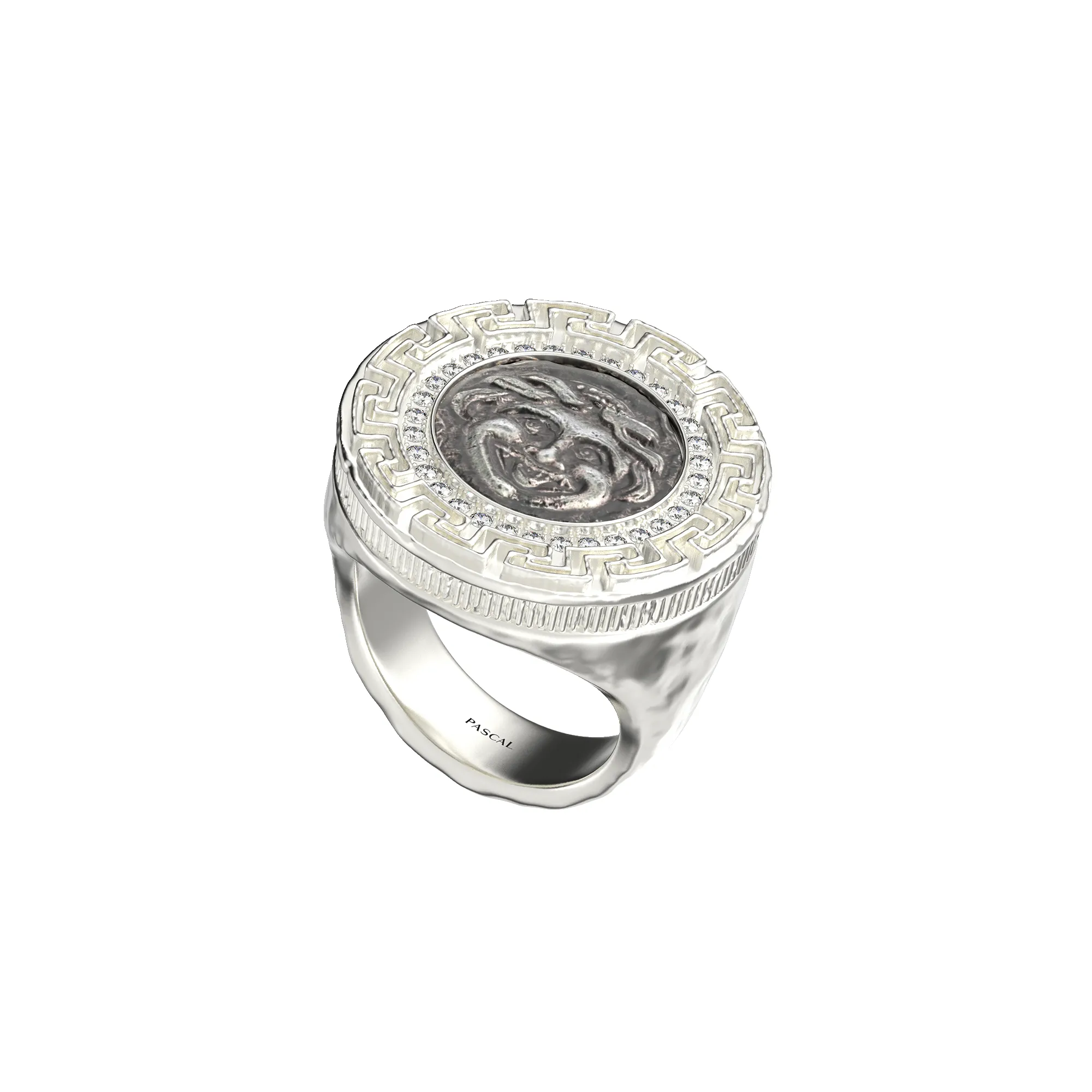 Gorgon Coin Signet Ring, White Diamond sold by Pascal Design Official product image thumbnail 2