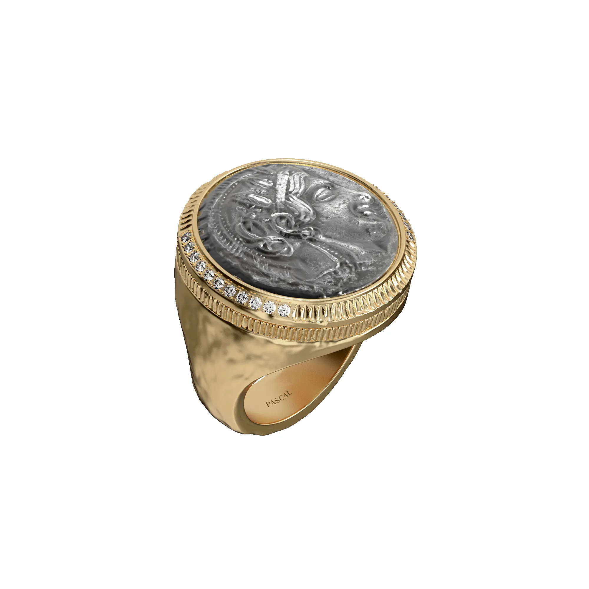 Athena Coin Signet Ring, White Diamond sold by Pascal Design Official product image thumbnail 3