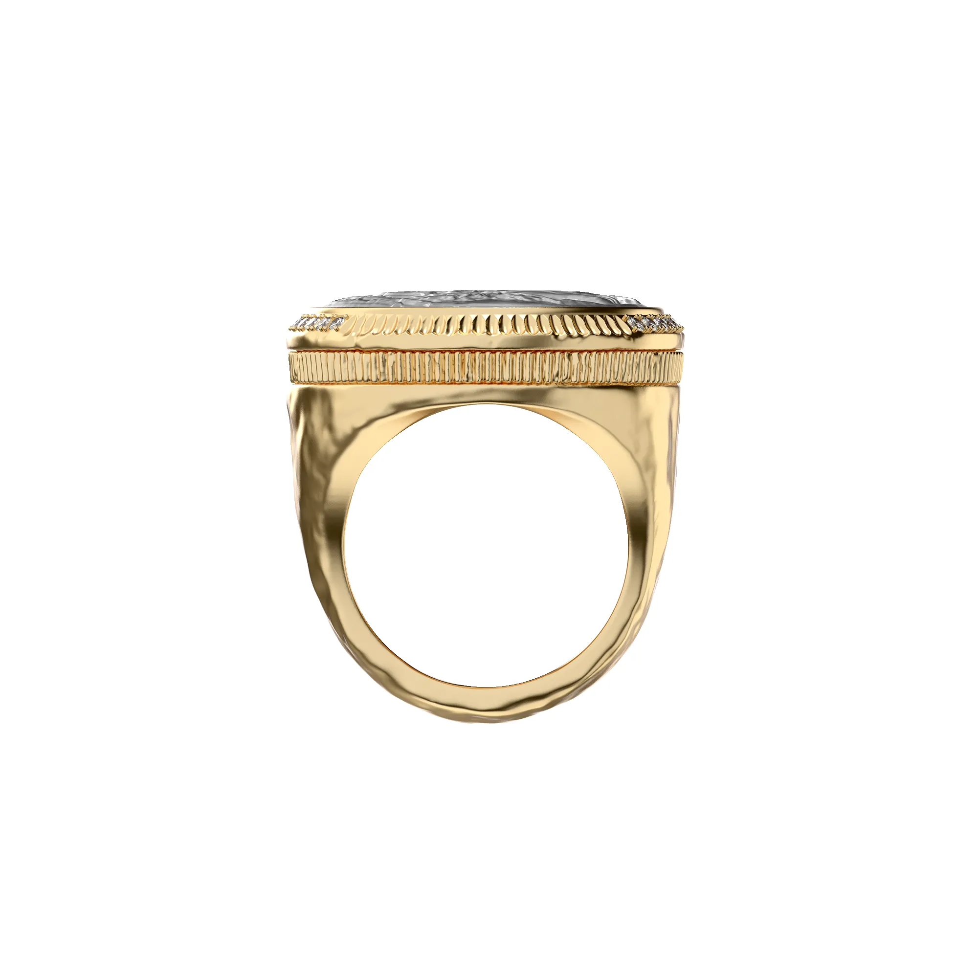 Athena Coin Signet Ring, White Diamond sold by Pascal Design Official product image thumbnail 4