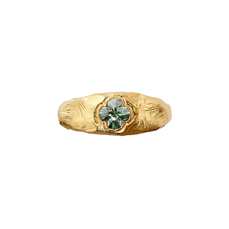 'Lucky Clover' Cut Green Diamond Dome Ring, Green Diamond sold by Pascal Design Official