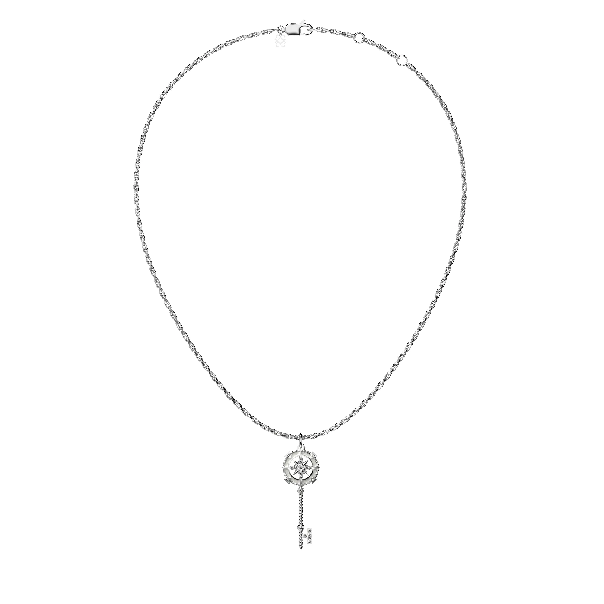Compass Skeleton Key Pendant, White Diamond Pavé sold by Pascal Design Official product image thumbnail 4