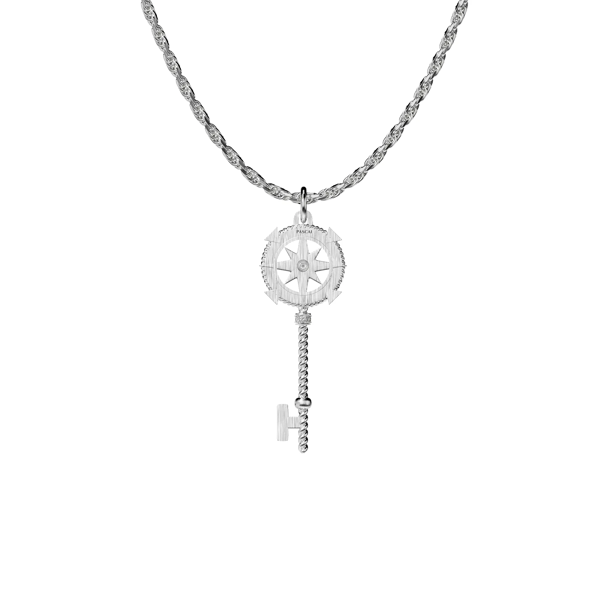 Compass Skeleton Key Pendant, White Diamond Pavé sold by Pascal Design Official product image thumbnail 3