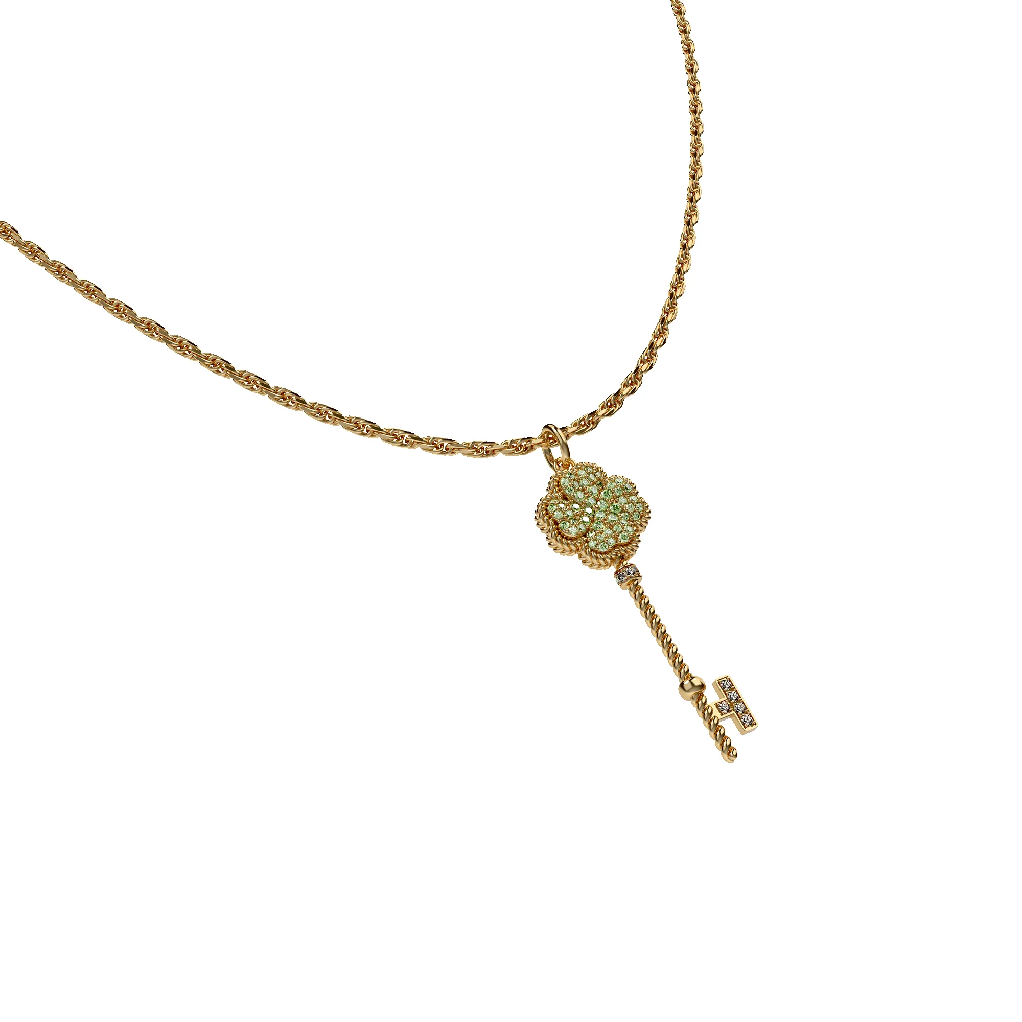'Lucky Clover' Key Pendant, Green Diamond Pavé sold by Pascal Design Official product image thumbnail 2