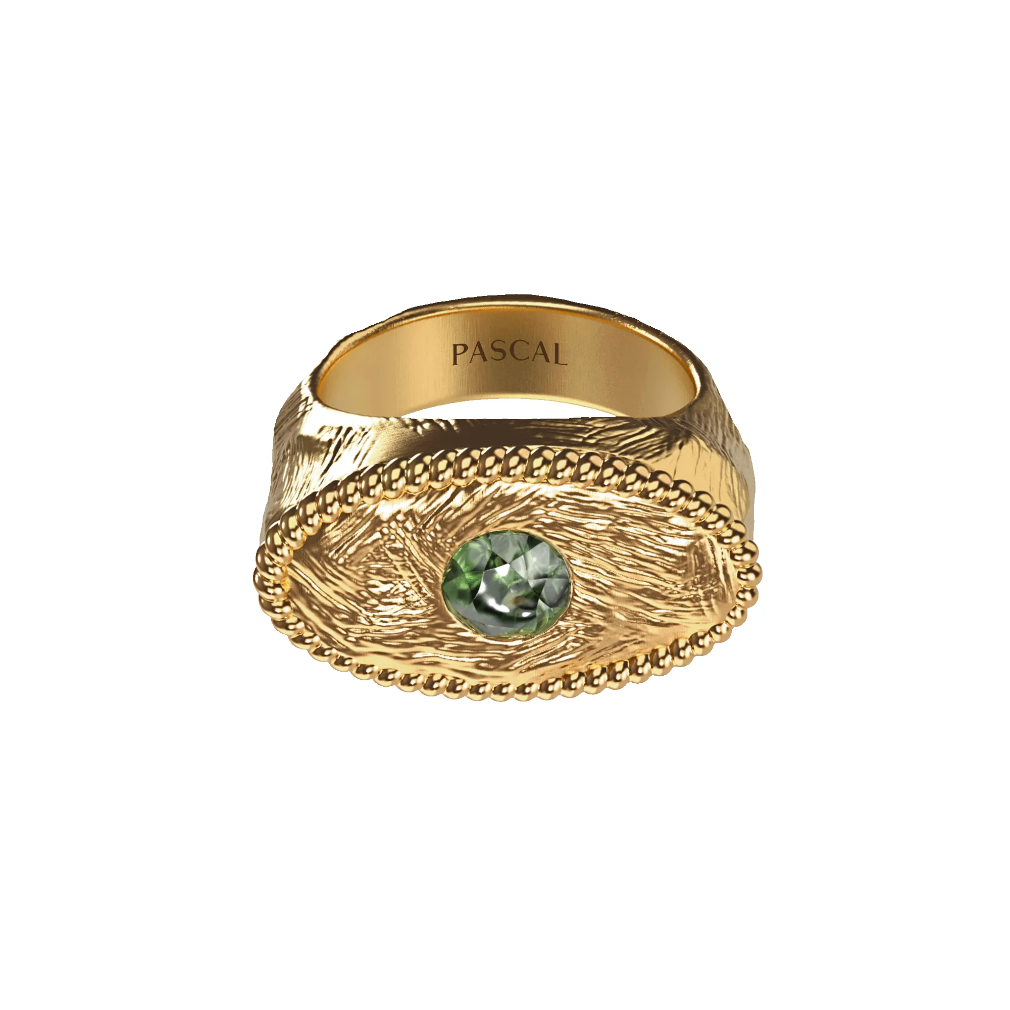 'Sierra Leone' Bezel Ring, Green Diamond sold by Pascal Design Official