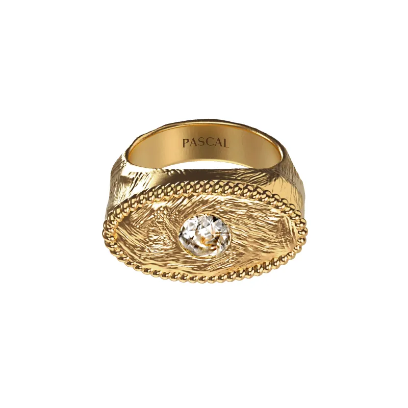 'Sierra Leone' Bezel Ring, White Diamond sold by Pascal Design Official
