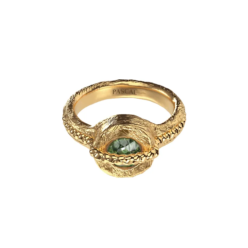 'Sierra Leone' Pinky Ring, Green Diamond sold by Pascal Design Official