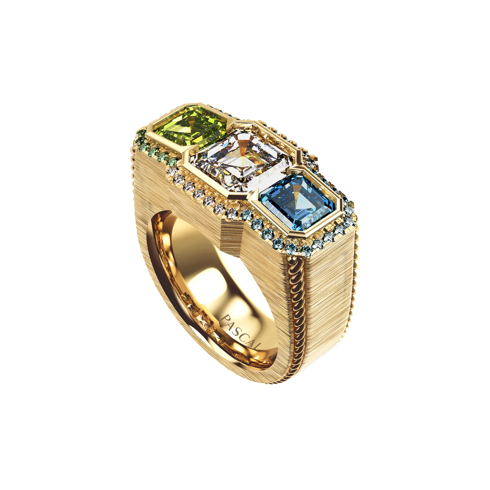 'Sierra Leone' Signet Ring, Green Diamond Pavé sold by Pascal Design Official product image thumbnail 2