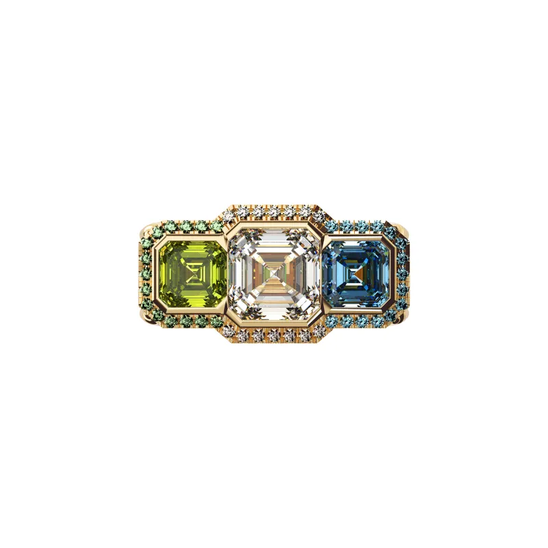 'Sierra Leone' Signet Ring, Green Diamond Pavé sold by Pascal Design Official