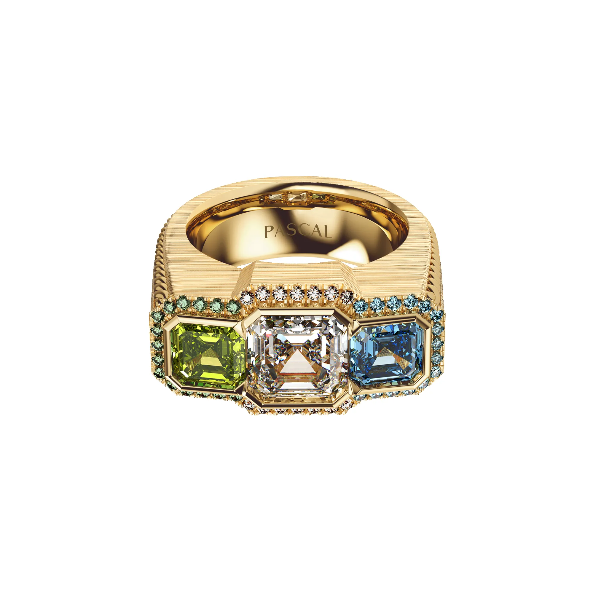 'Sierra Leone' Signet Ring, Green Diamond Pavé sold by Pascal Design Official product image thumbnail 3