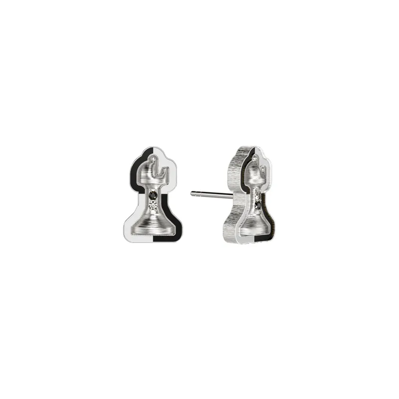'The Chess' Diamond Earrings, Bishop, Black Diamond sold by Pascal Design Official
