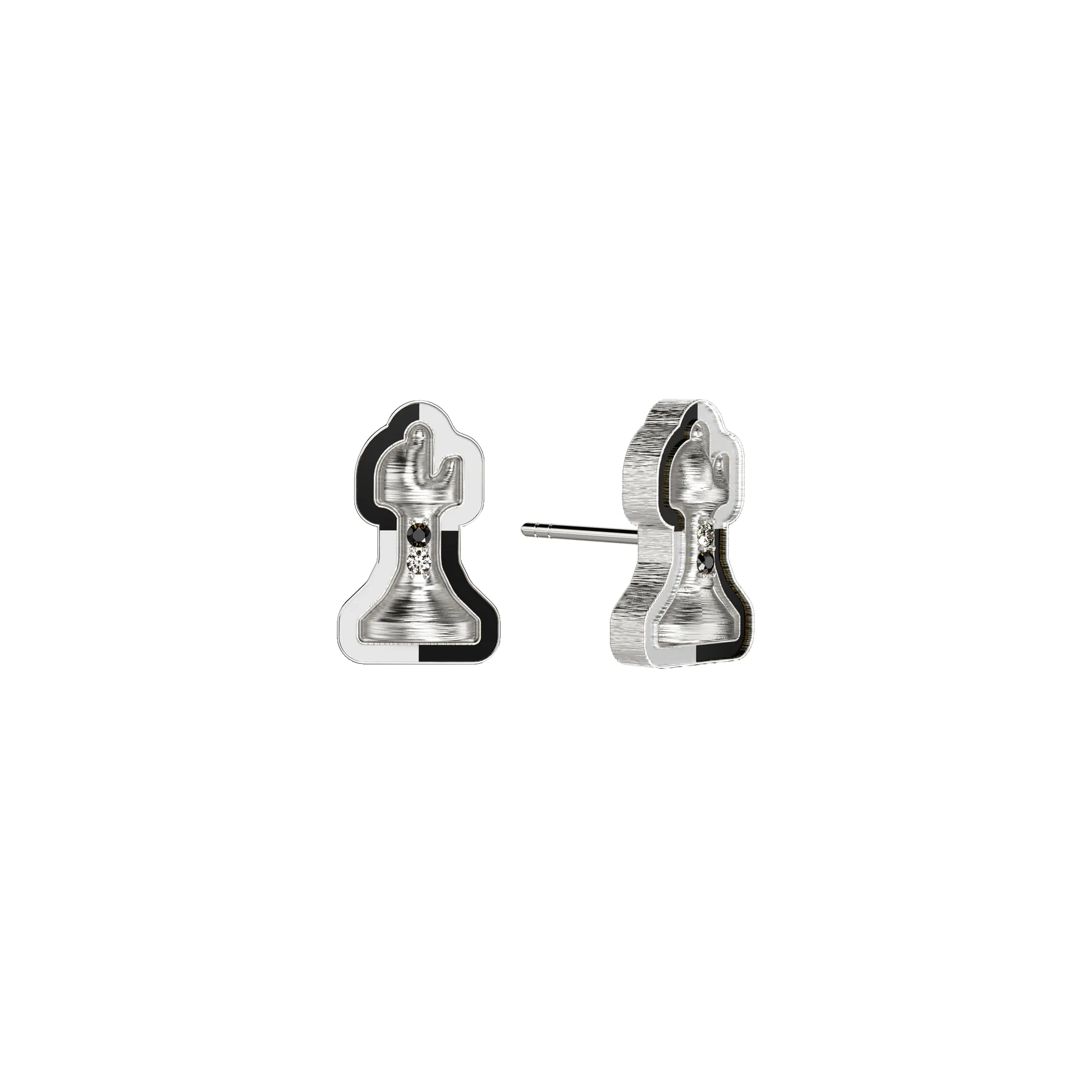 'The Chess' Diamond Earrings, Bishop, Black Diamond sold by Pascal Design Official