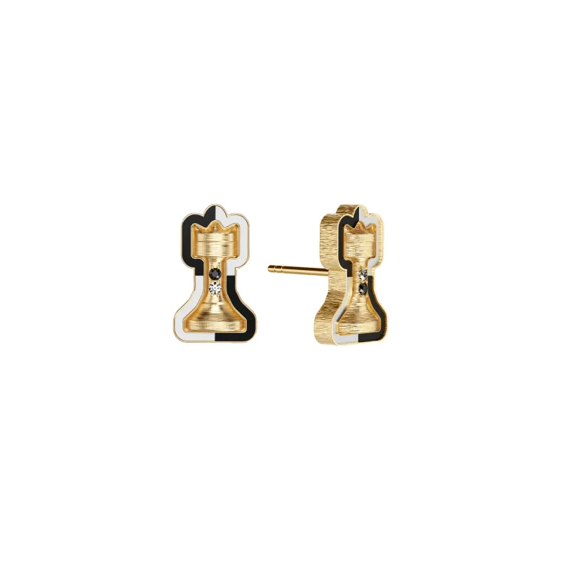 'The Chess' Diamond Earrings, Rook, Black Diamond sold by Pascal Design Official