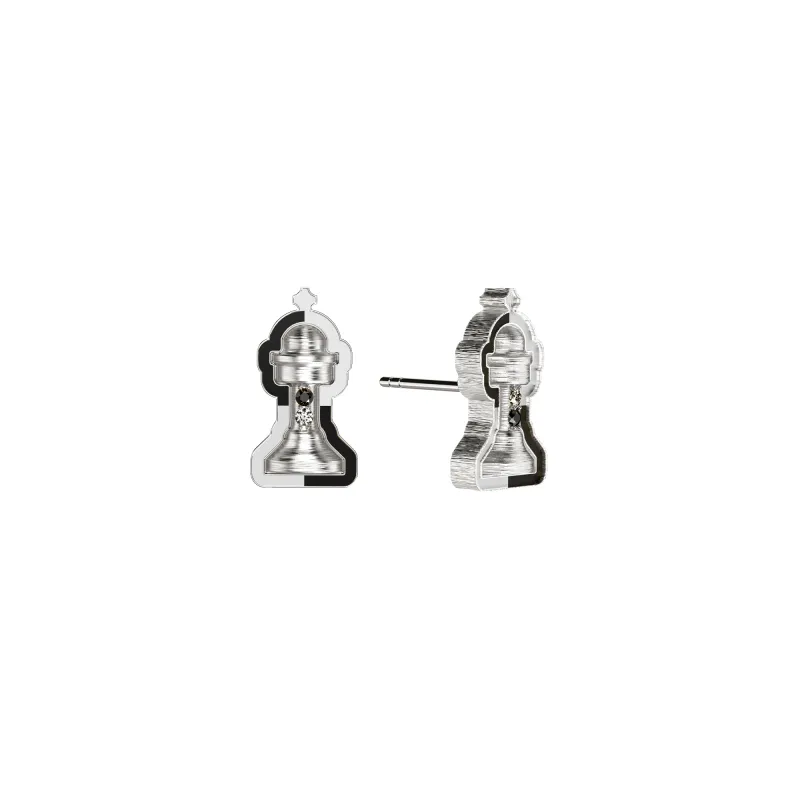 'The Chess' Diamond Earrings, Queen, Black Diamond sold by Pascal Design Official