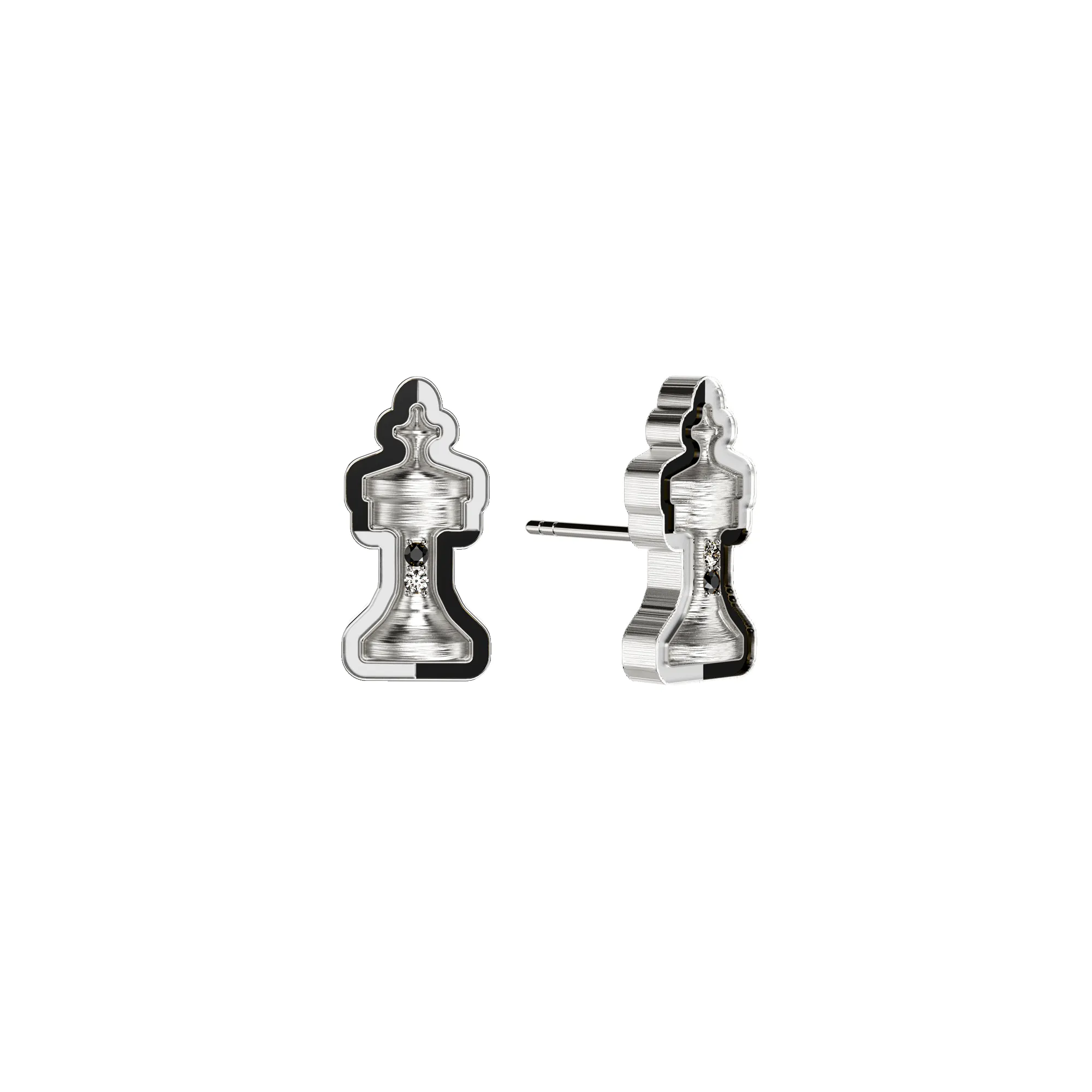 'The Chess' Diamond Earrings, King, Black Diamond sold by Pascal Design Official product image thumbnail 5