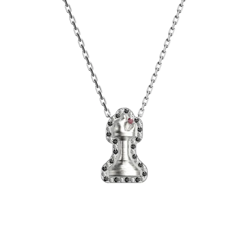 'The Chess' Diamond Necklace, Bishop, Black Diamond sold by Pascal Design Official