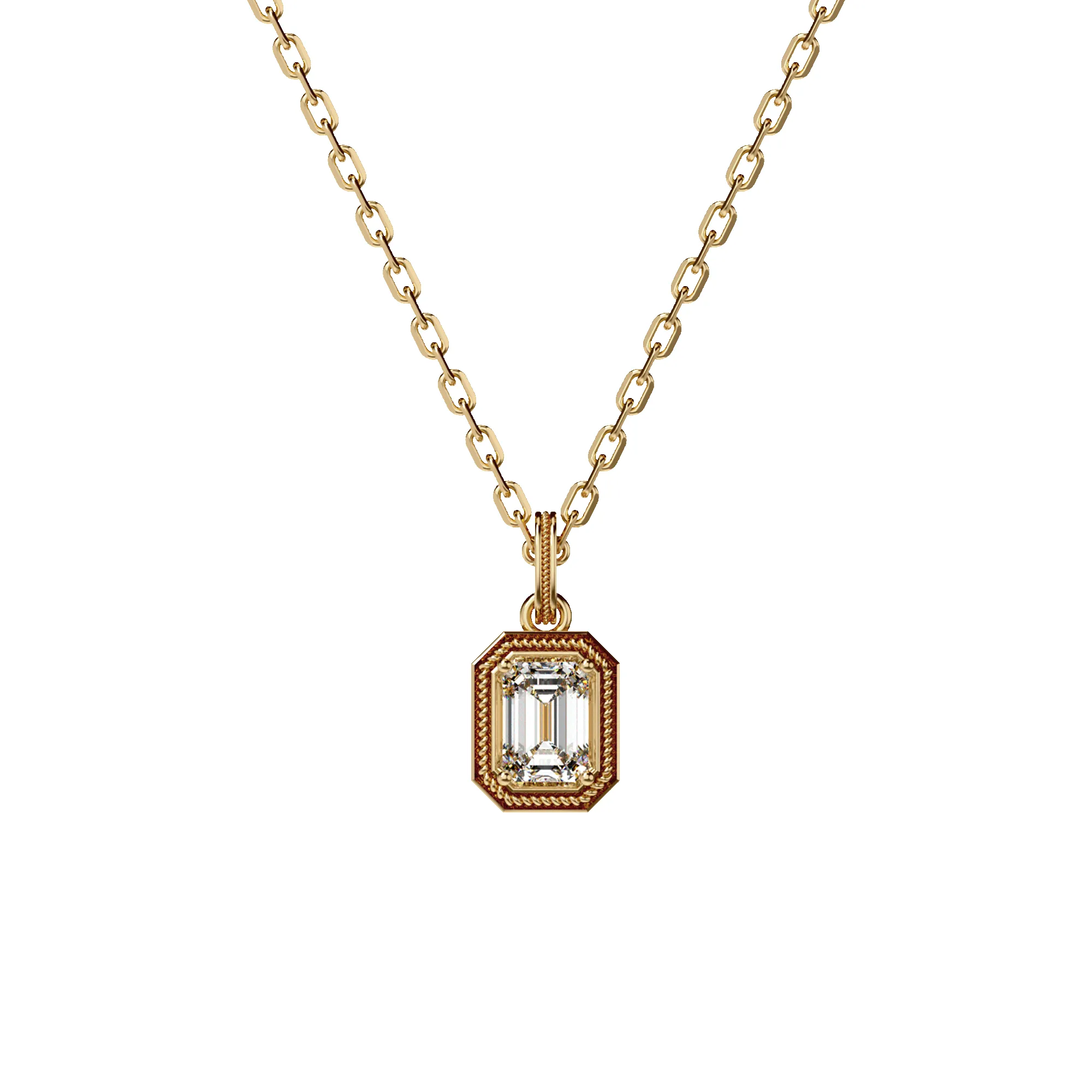 Solitaire 1/2 ct Emerald Cut Diamond Pendant sold by Pascal Design Official