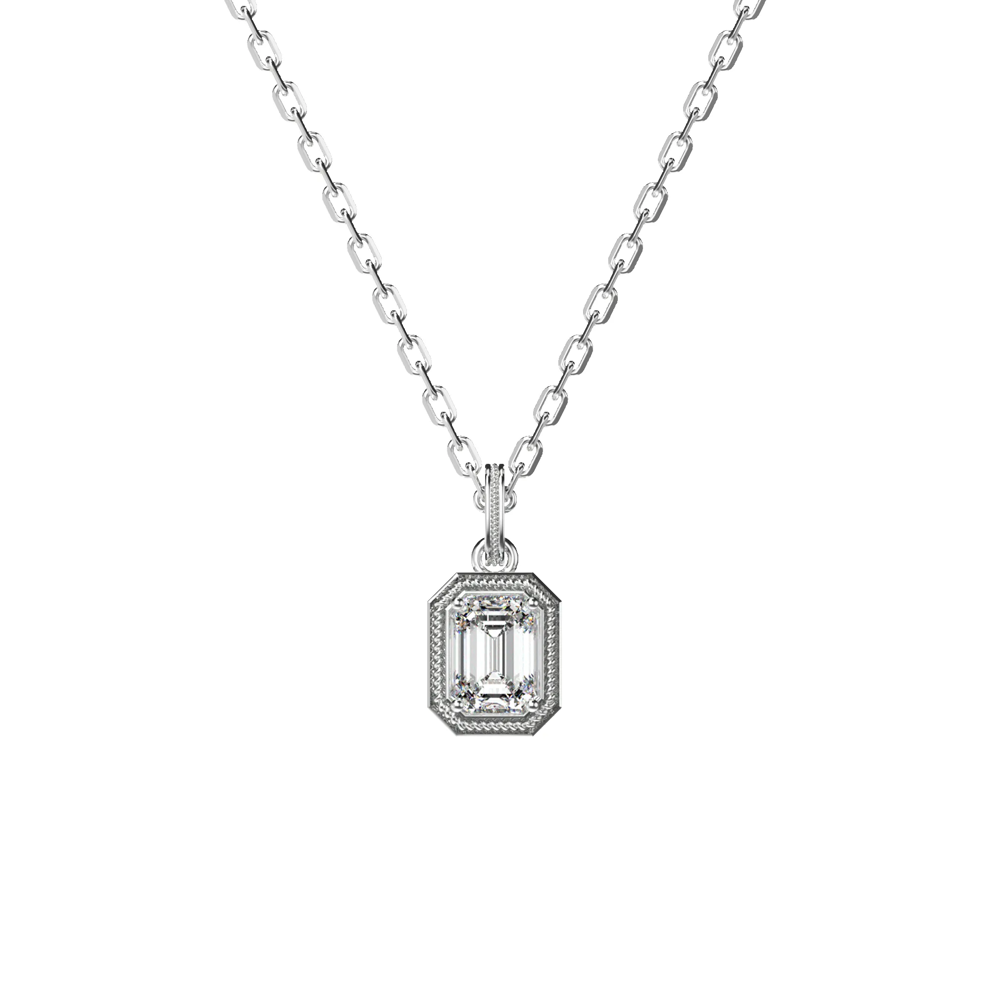 Solitaire 1/2 ct Emerald Cut Diamond Pendant sold by Pascal Design Official product image thumbnail 5