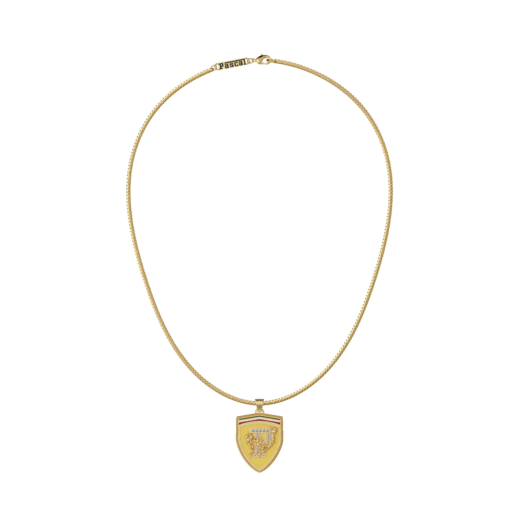 'The Formula Racing' Shield Pendant, White Diamond Pavé sold by Pascal Design Official product image thumbnail 4