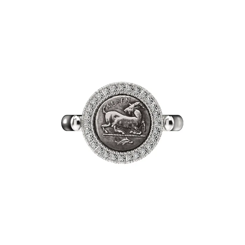 Goat Coin Diamond Ring, White Diamond sold by Pascal Design Official
