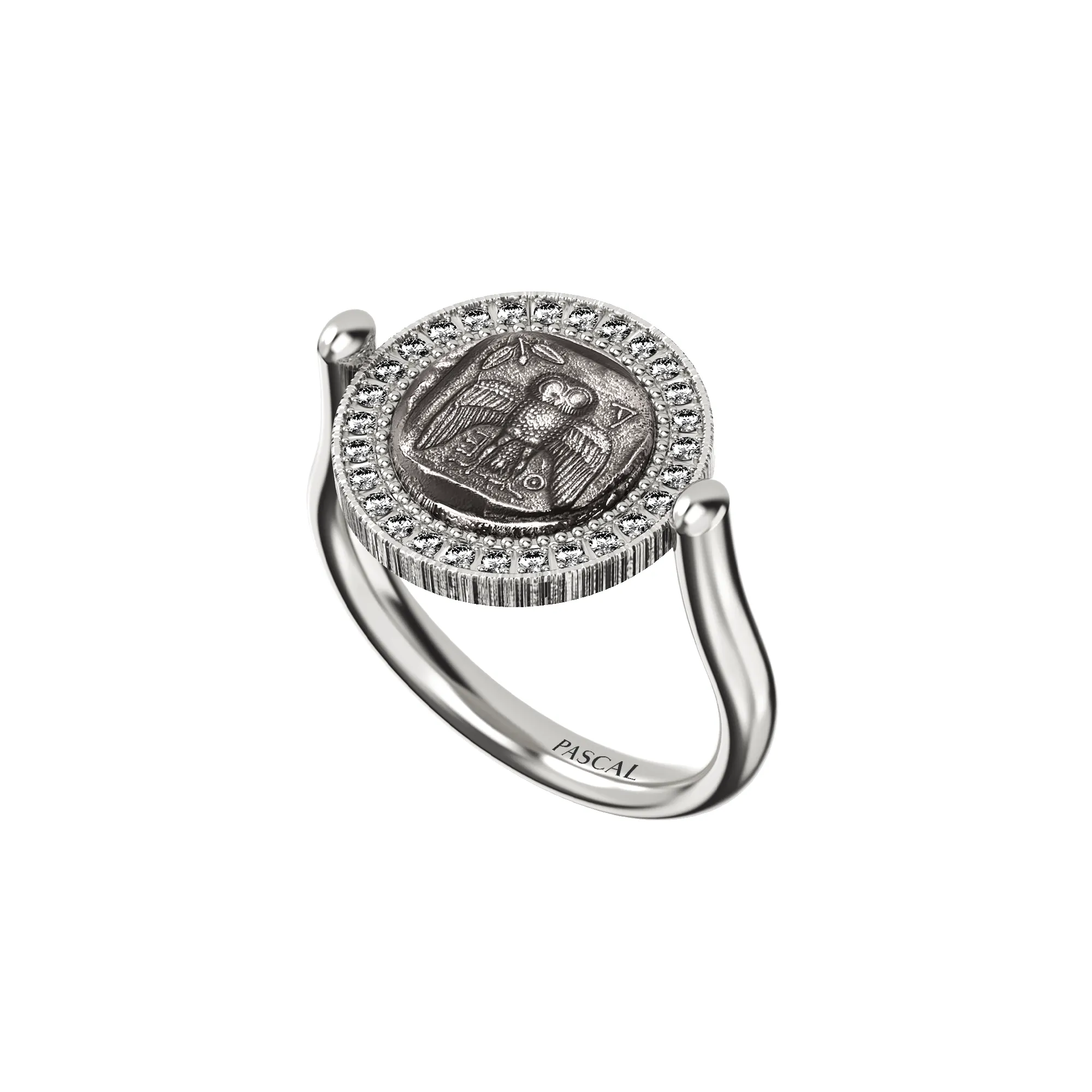 AΘΕ Coin Diamond Ring, White Diamond sold by Pascal Design Official product image thumbnail 2