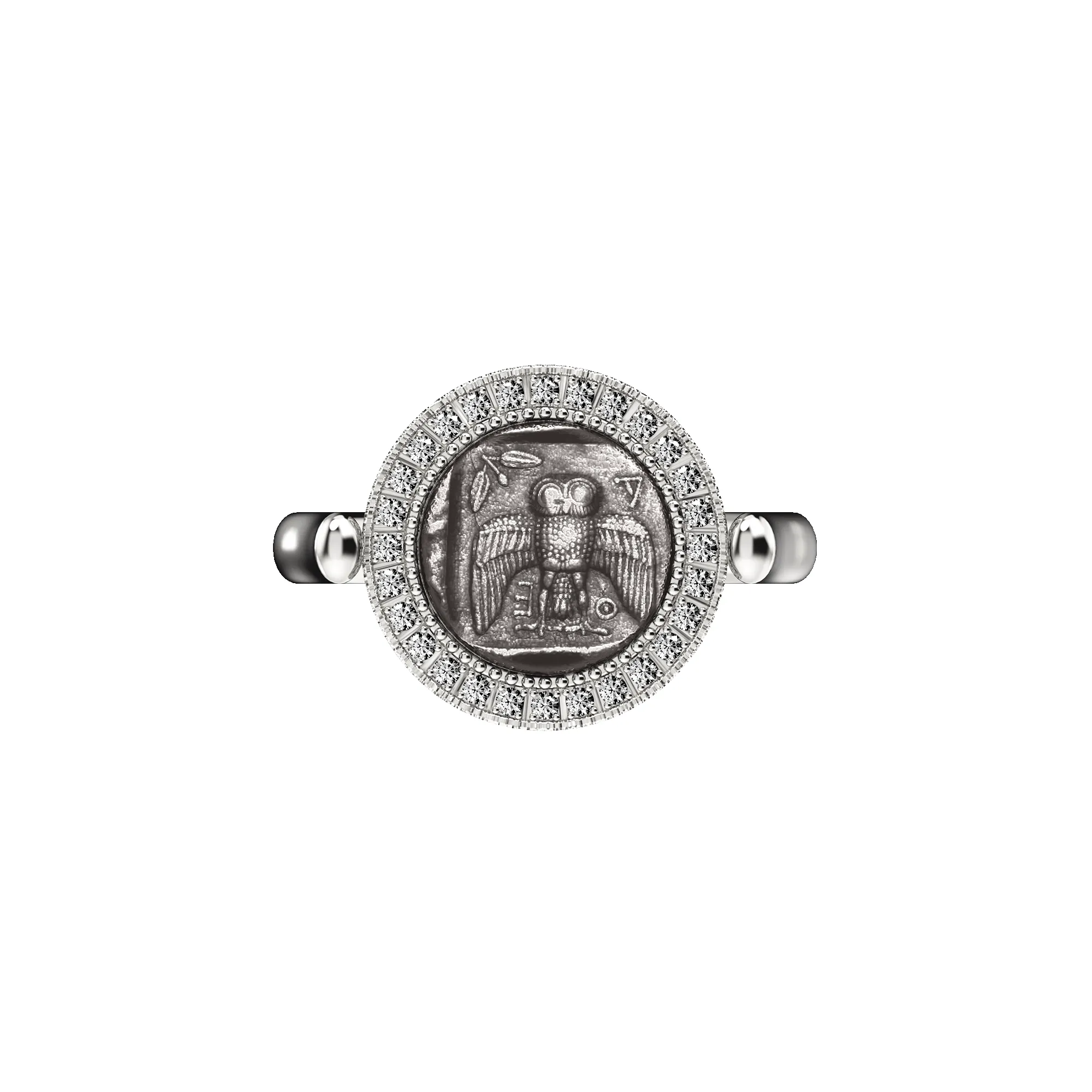 AΘΕ Coin Diamond Ring, White Diamond sold by Pascal Design Official