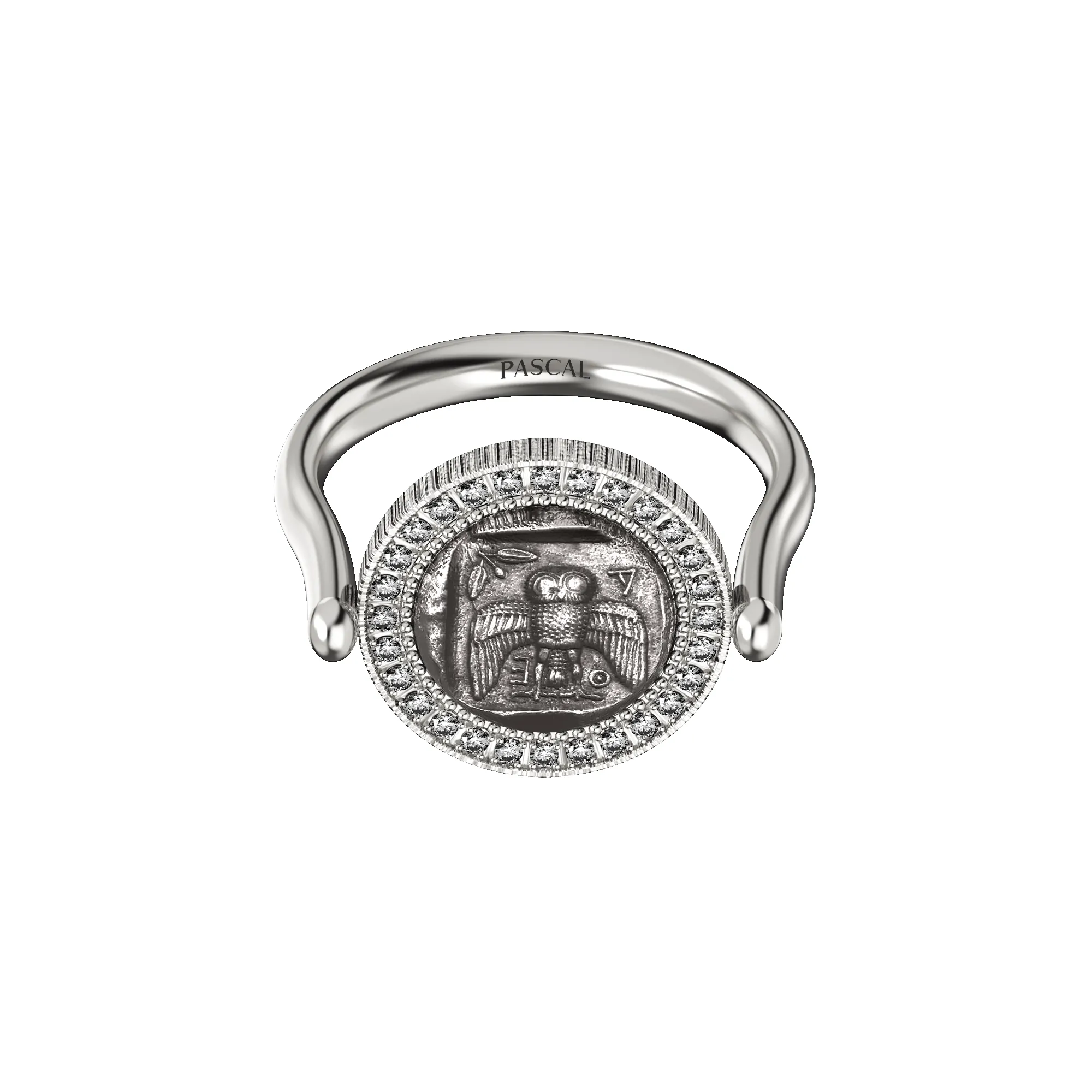 AΘΕ Coin Diamond Ring, White Diamond sold by Pascal Design Official product image thumbnail 3