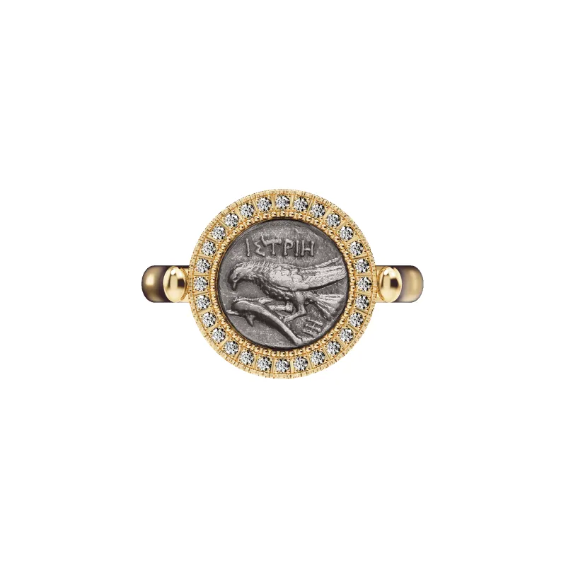 Eagle Coin Diamond Ring, White Diamond sold by Pascal Design Official