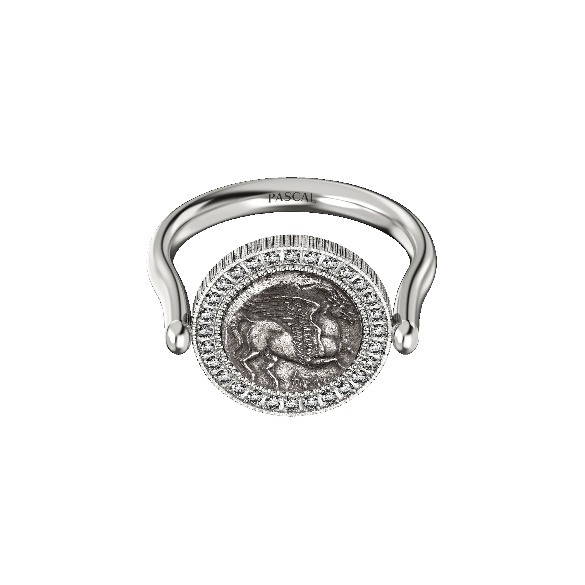 Pegasus Coin Diamond Ring, White Diamond sold by Pascal Design Official product image thumbnail 3