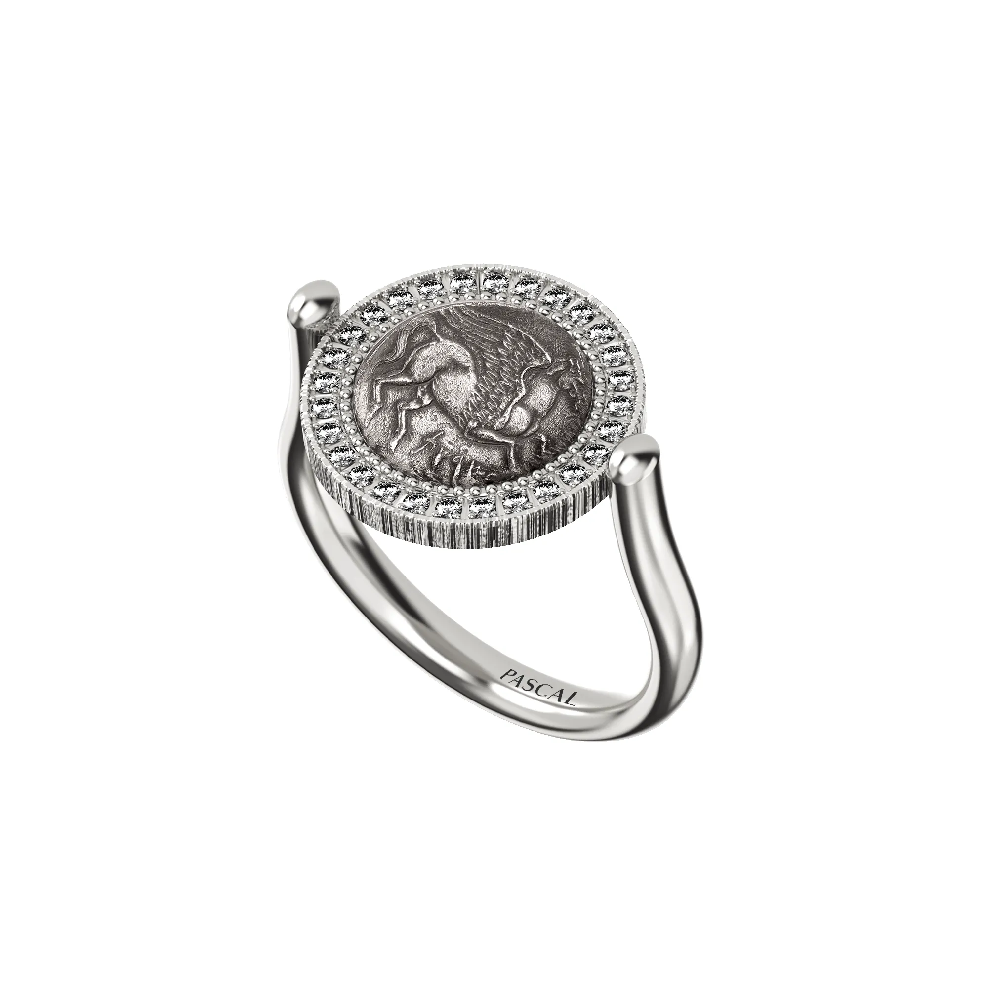Pegasus Coin Diamond Ring, White Diamond sold by Pascal Design Official product image thumbnail 2