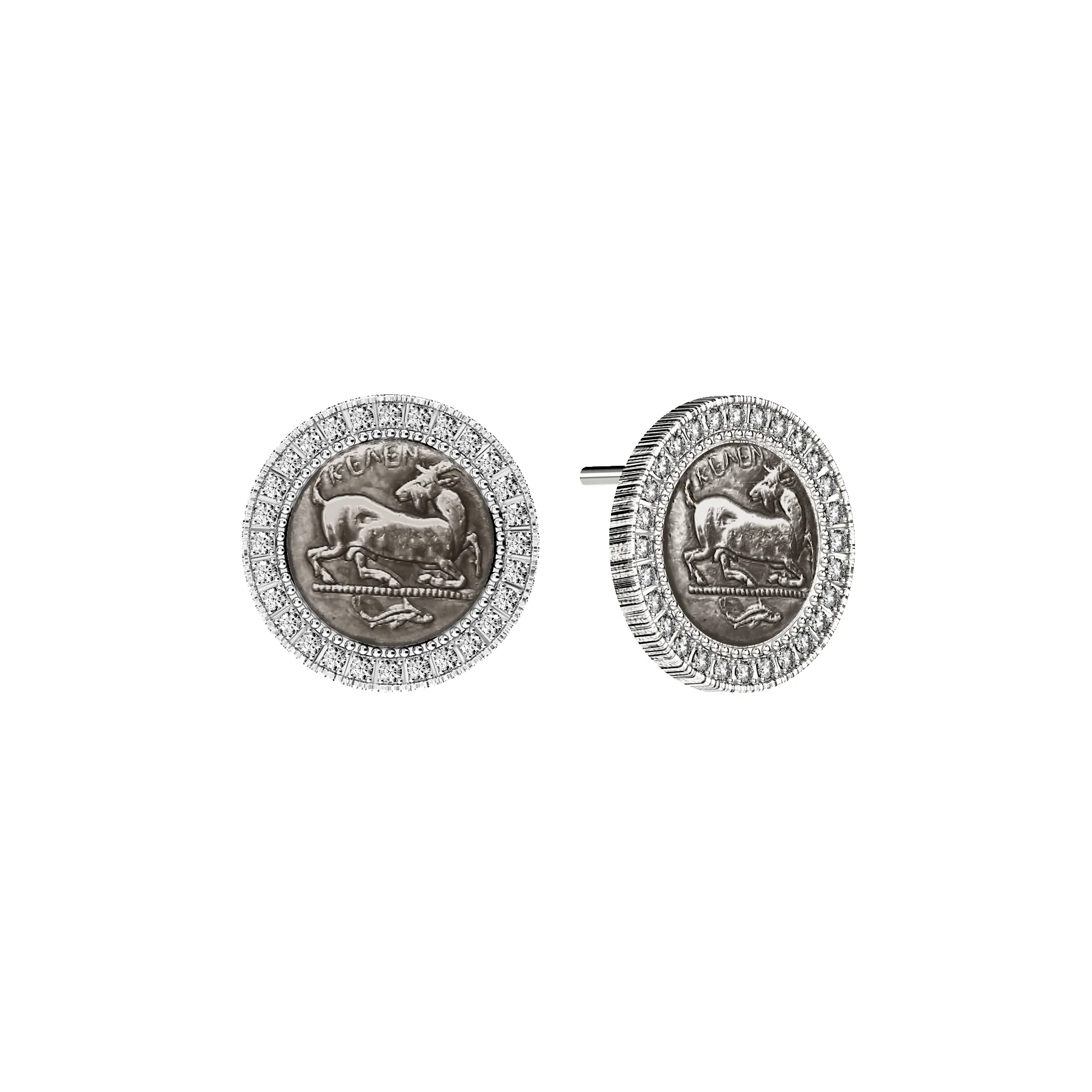 Goat Coin Diamond Earring, White Diamond sold by Pascal Design Official