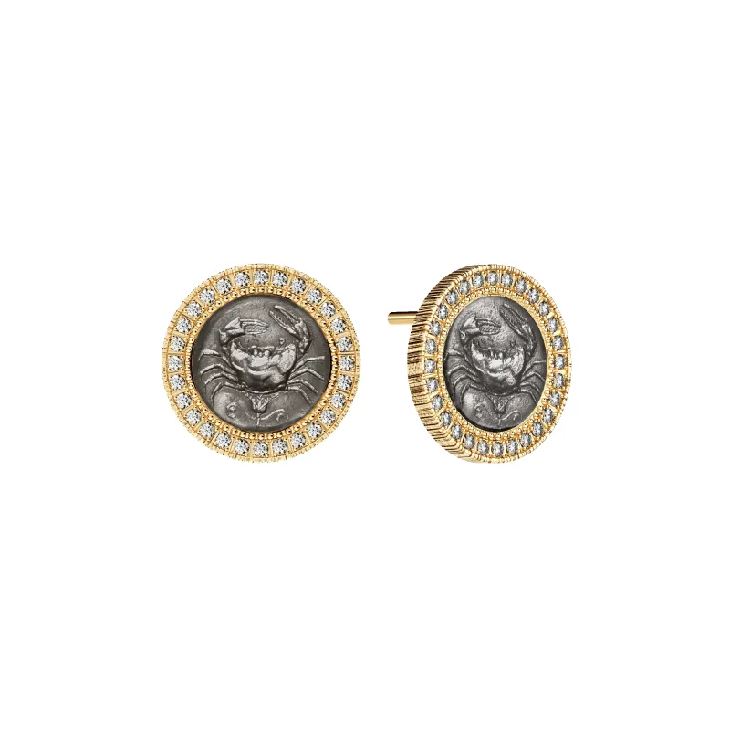 Crab Coin Diamond Earring, White Diamond sold by Pascal Design Official