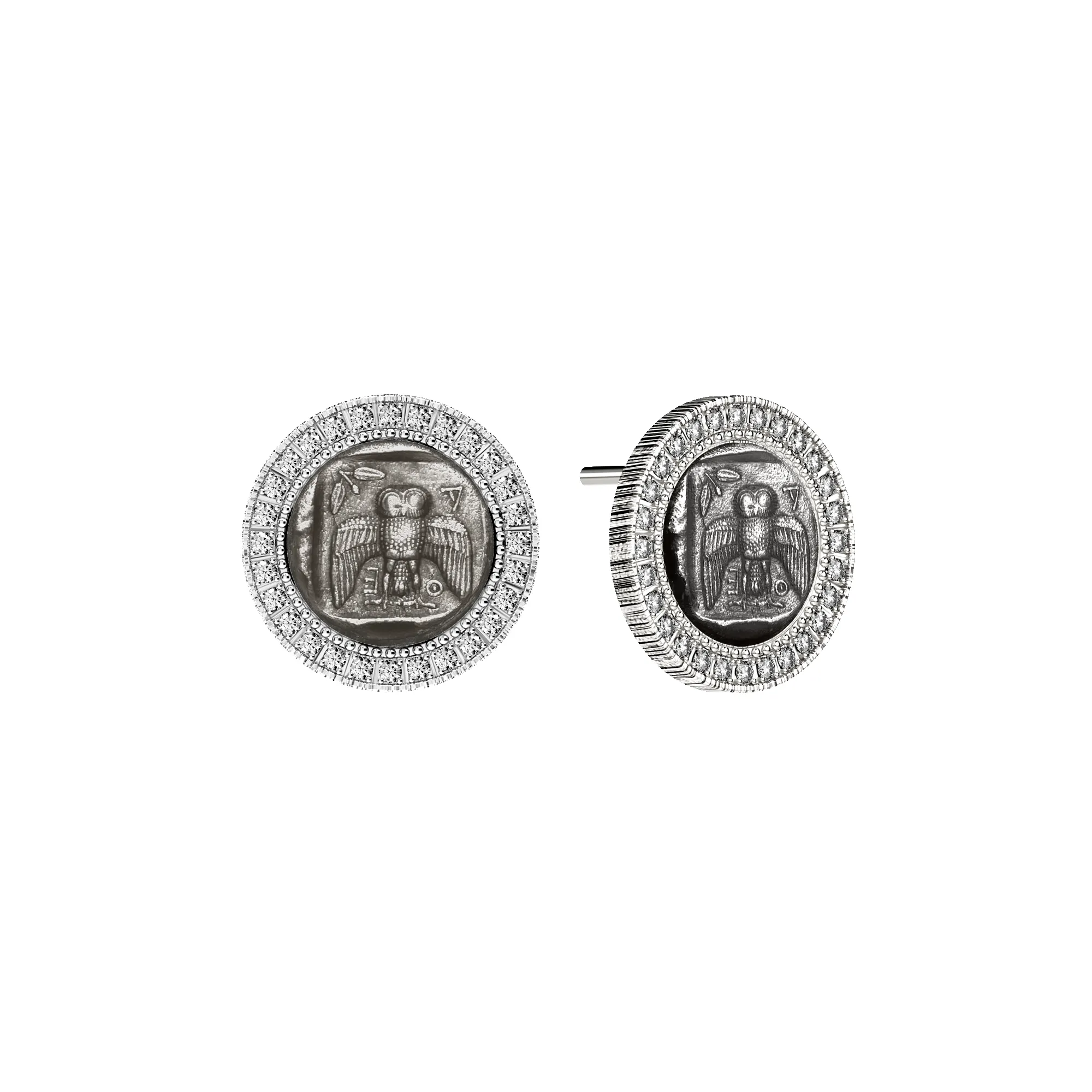 AΘΕ Coin Diamond Earring, White Diamond sold by Pascal Design Official