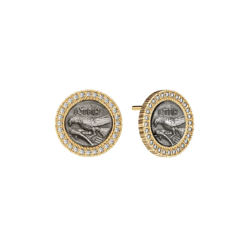 Eagle Coin Diamond Earring, White Diamond sold by Pascal Design Official