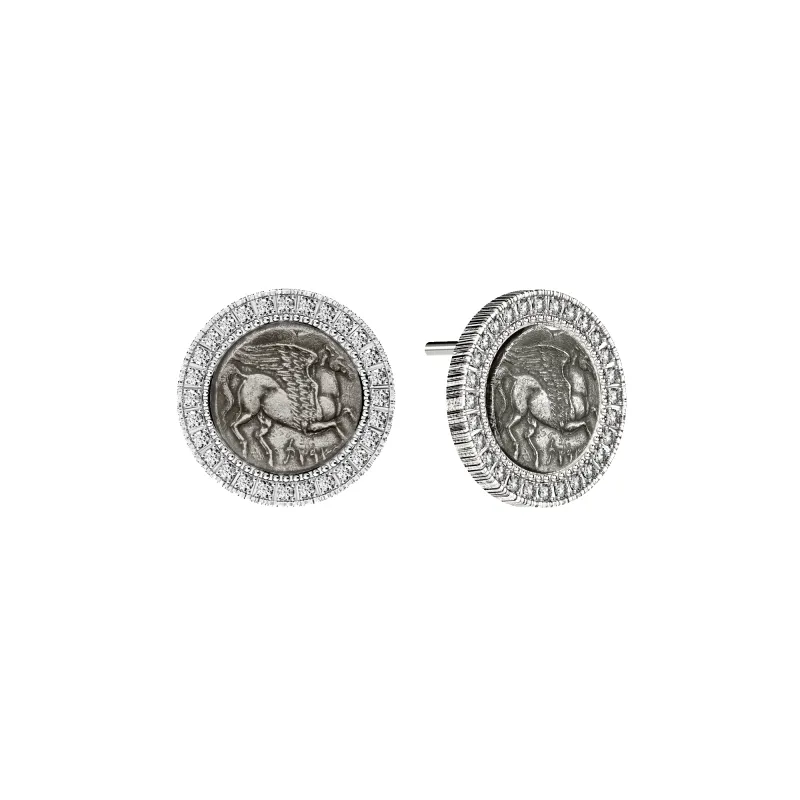 Pegasus Coin Diamond Earring, White Diamond sold by Pascal Design Official