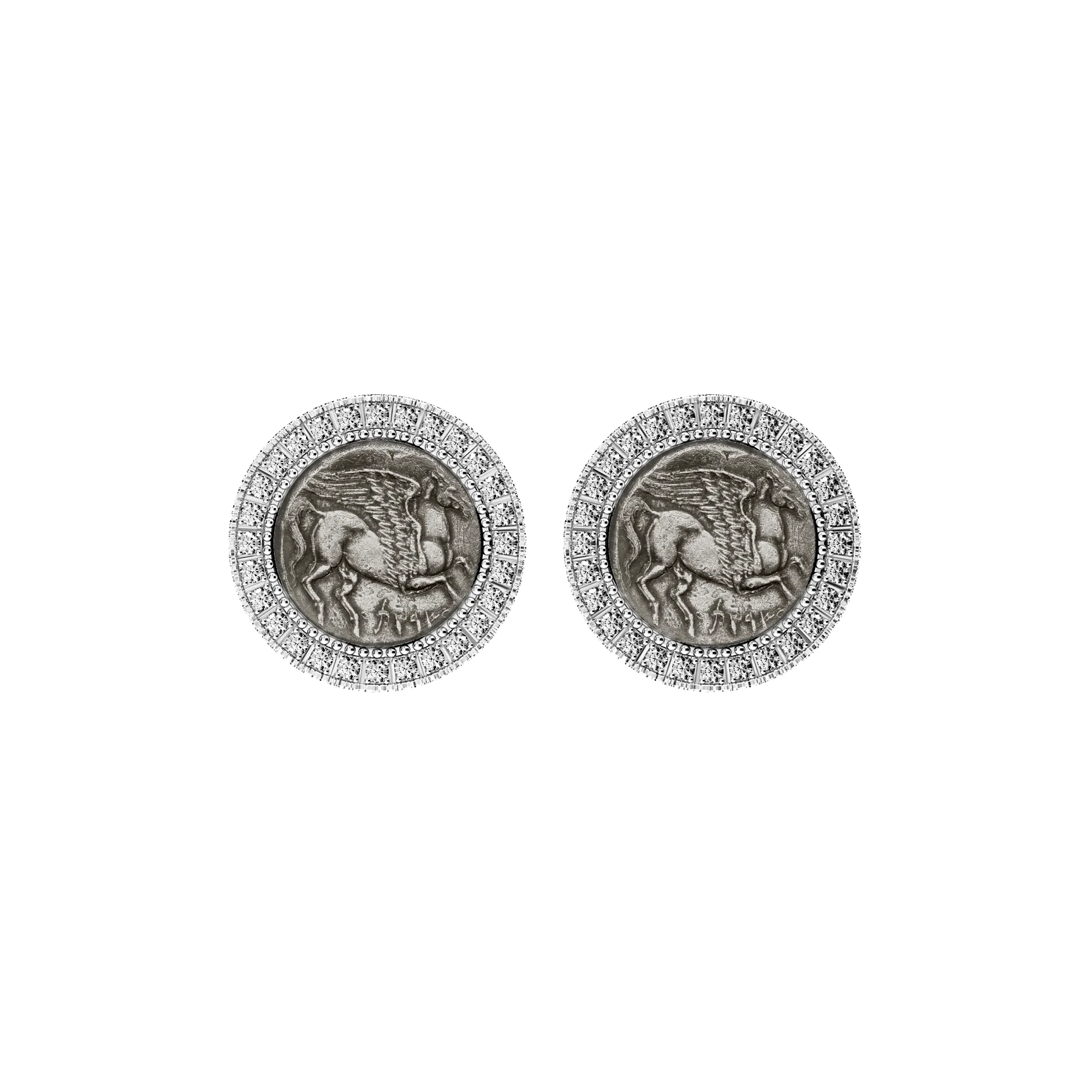 Pegasus Coin Diamond Earring, White Diamond sold by Pascal Design Official product image thumbnail 2
