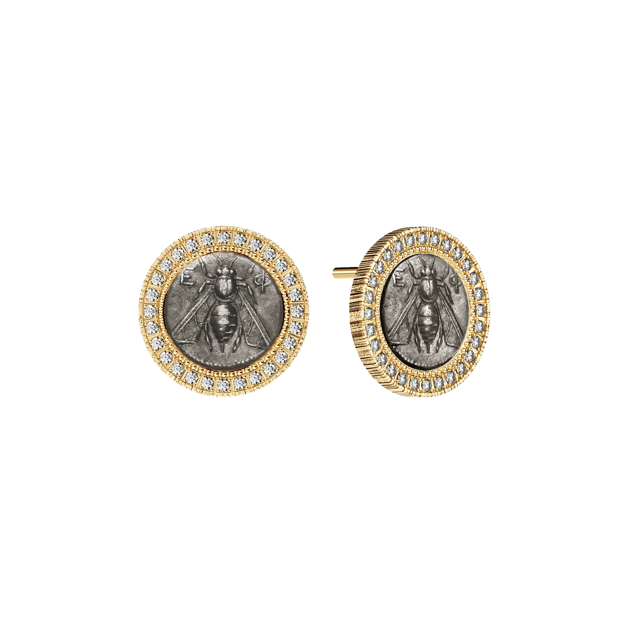 Bee Coin Diamond Earring, White Diamond sold by Pascal Design Official