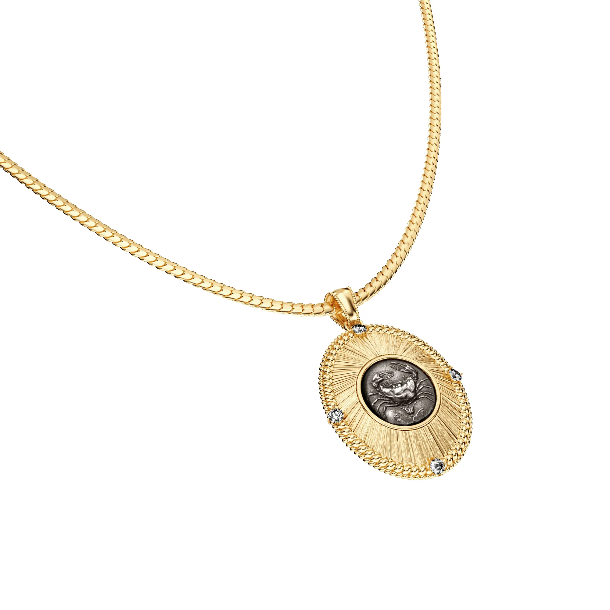 Crab Coin Oval Pendant, White Diamond sold by Pascal Design Official product image thumbnail 2