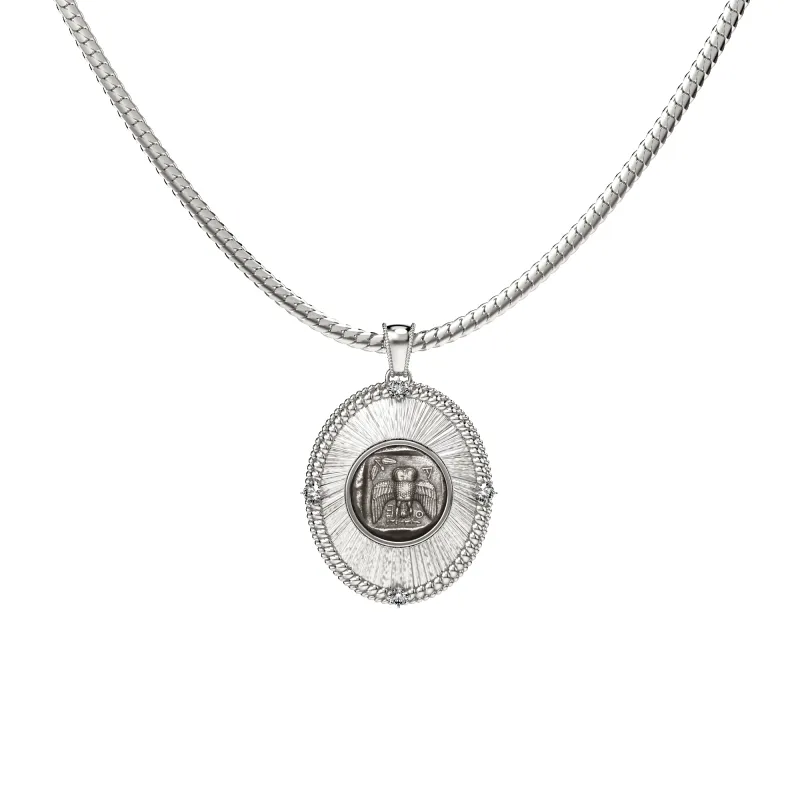AΘΕ Coin Oval Pendant, White Diamond sold by Pascal Design Official