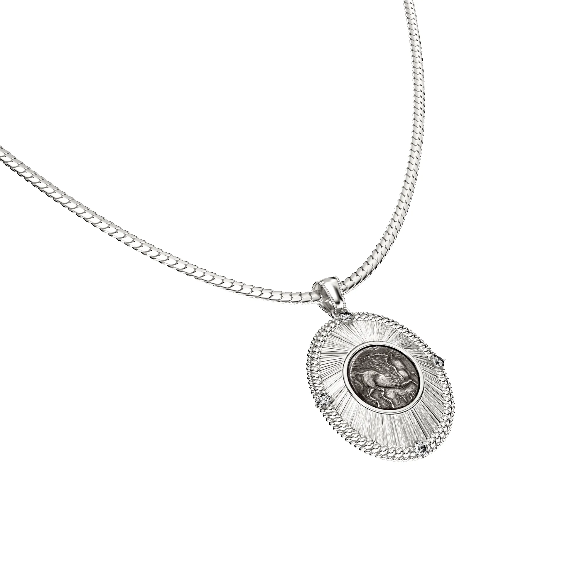 Pegasus Coin Oval Pendant, White Diamond sold by Pascal Design Official product image thumbnail 2
